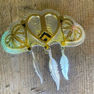 ❤️ MONTANA SILVERSMITH BROOCH PIN THREE HEARTS FEATHERS, GIFT BOX INCLUDED